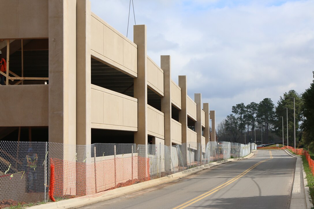The original parking deck, as pictured below in March 2019, at the William Jennings Bryan Dorn Veterans Affairs Medical Center did not have enough parking spaces to accommodate the facility’s growth in visitors and staff.
