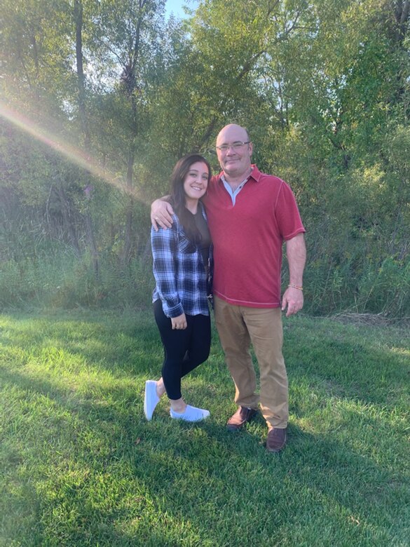 Airman Hathaway (left), 17th Security Forces Squadron defender poses for a photo. Hathaway was selected as the top gate guard for the 3rd Quarter scanning over 25,094 IDs on Goodfellow Air Force Base. (Courtesy photo)