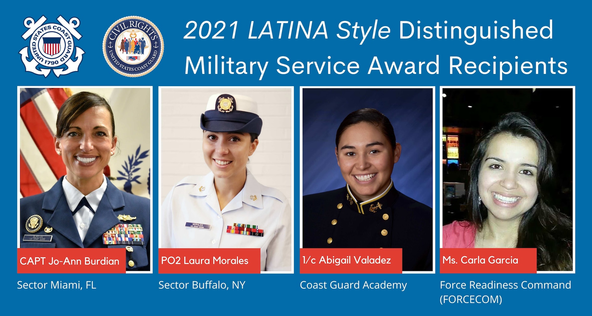 2021 LATINA Style Distinguished Military Service Award recipients