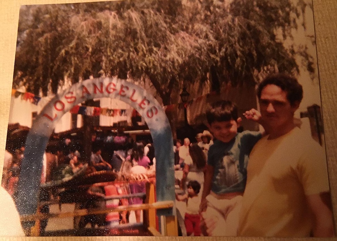 Cordell Hull Lake Park Ranger Luke Navarro as a child with his father at a fair in Los Angeles, California.
