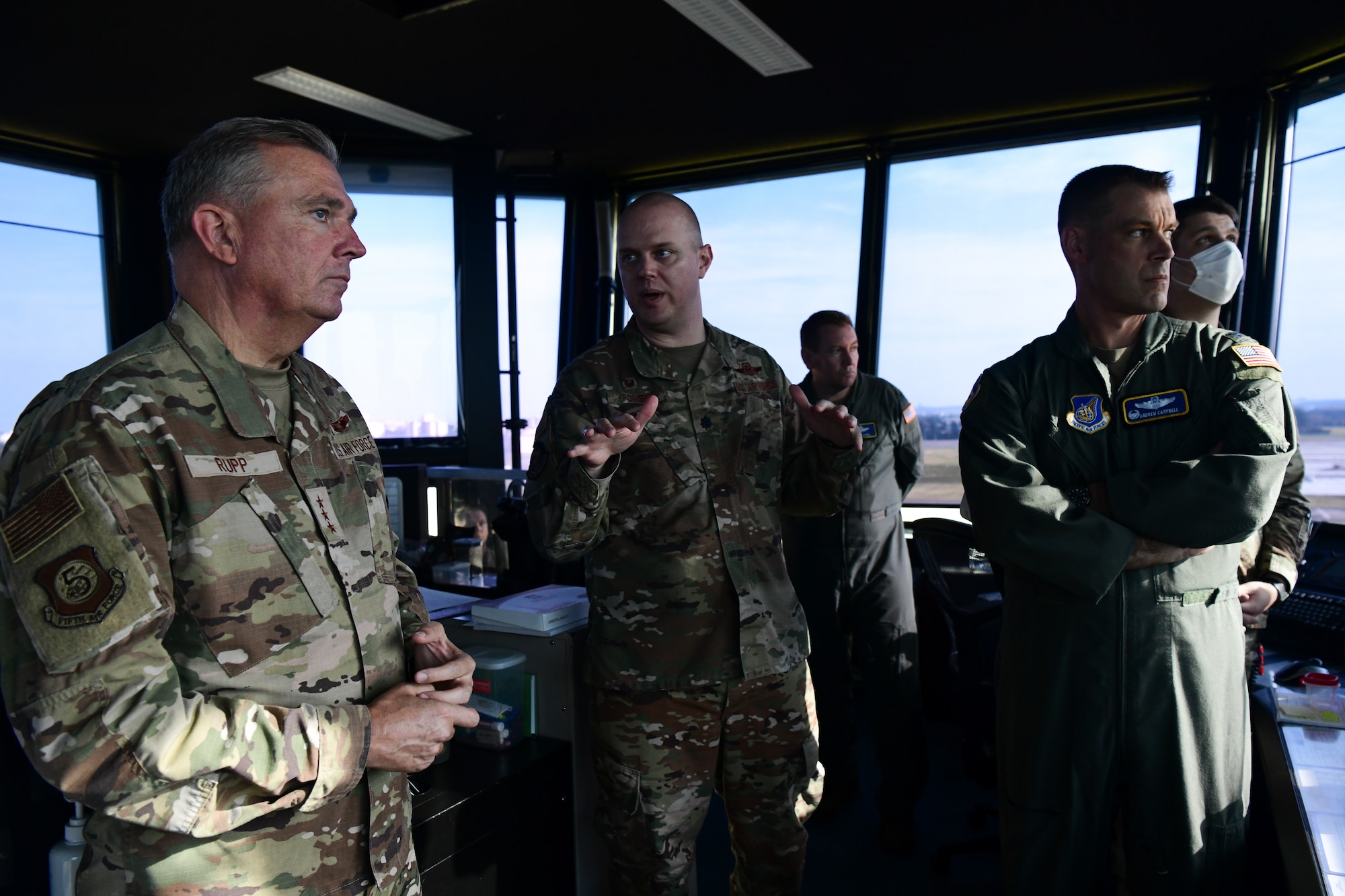 Lt. Gen. Ricky Rupp is briefed by Lt. Col. Sean Powers