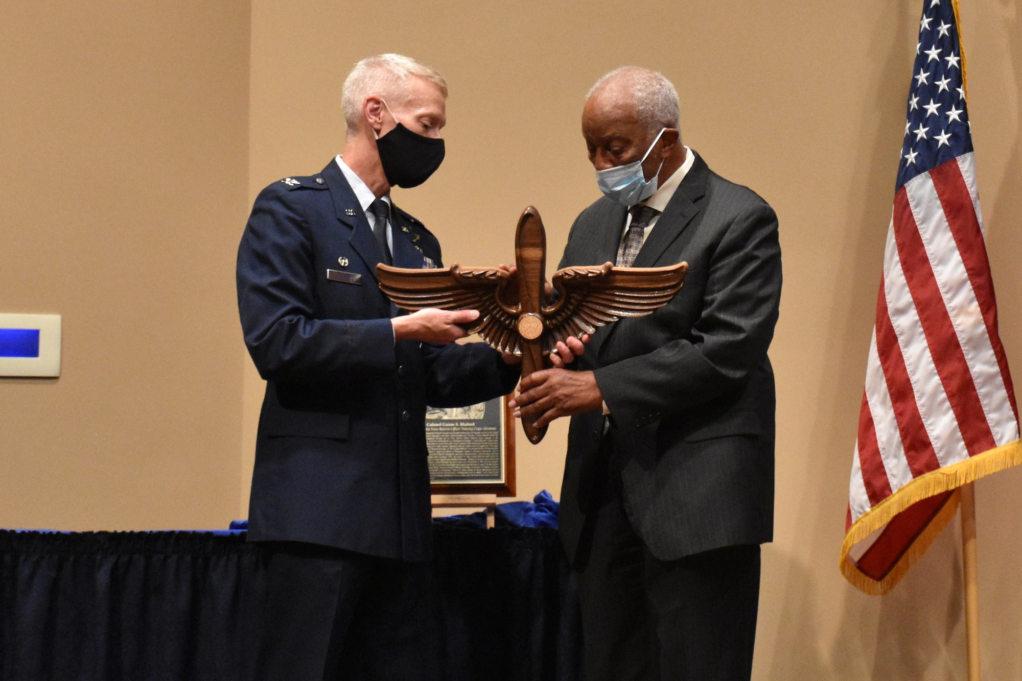 Retired Col. Guion “Guy” Bluford Jr. received the 2021 Air Force Reserve Officer Training Corps Distinguished Alumnus Award during a ceremony at Penn State on Oct. 6, 2021.