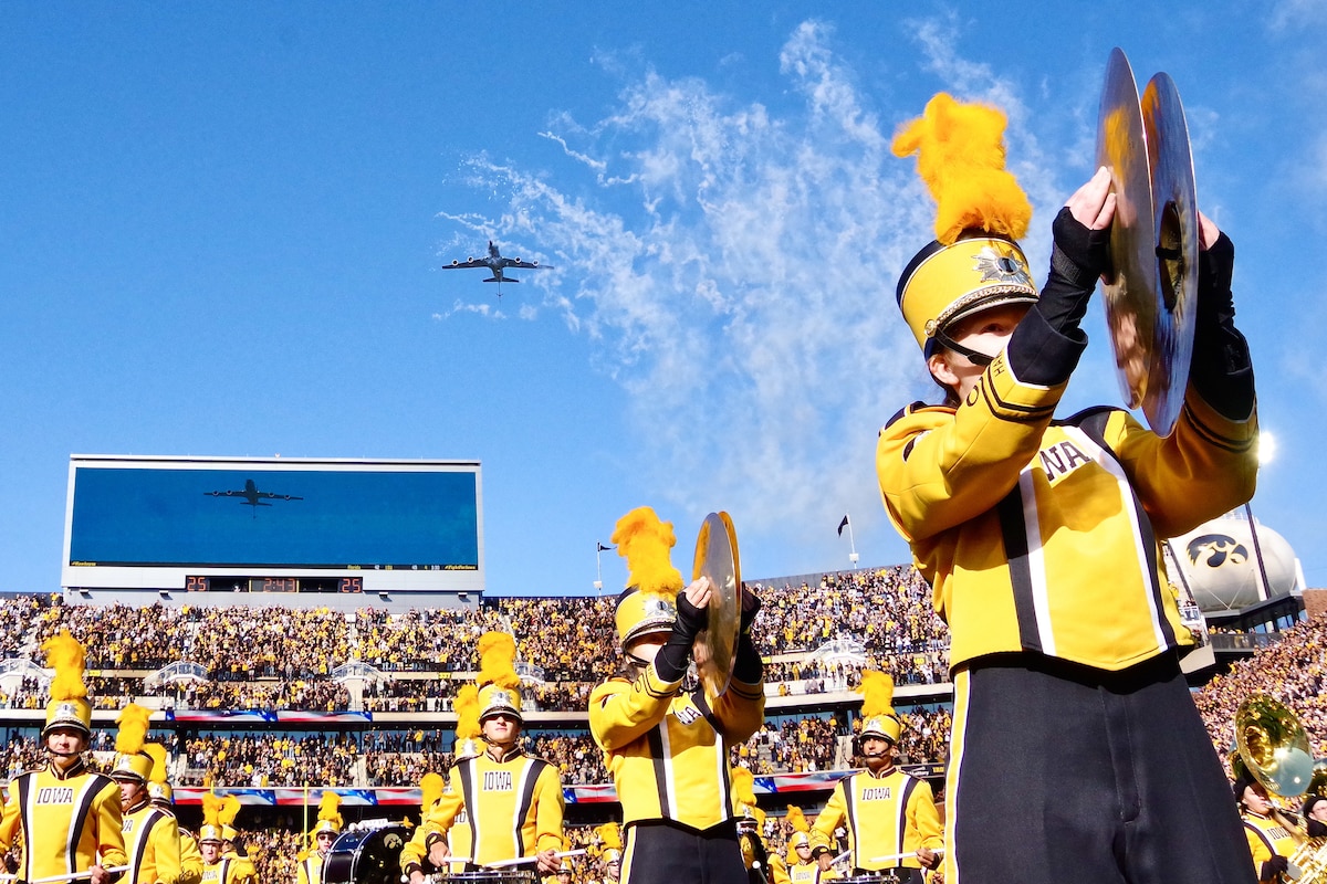 Iowa Air Guard performs flyover at Iowa vs Purdue football matchup