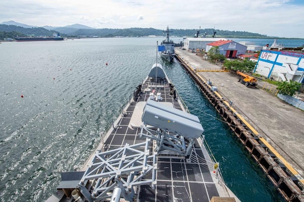 USS Charleston Moors Pier Side in Subic Bay, Philippines