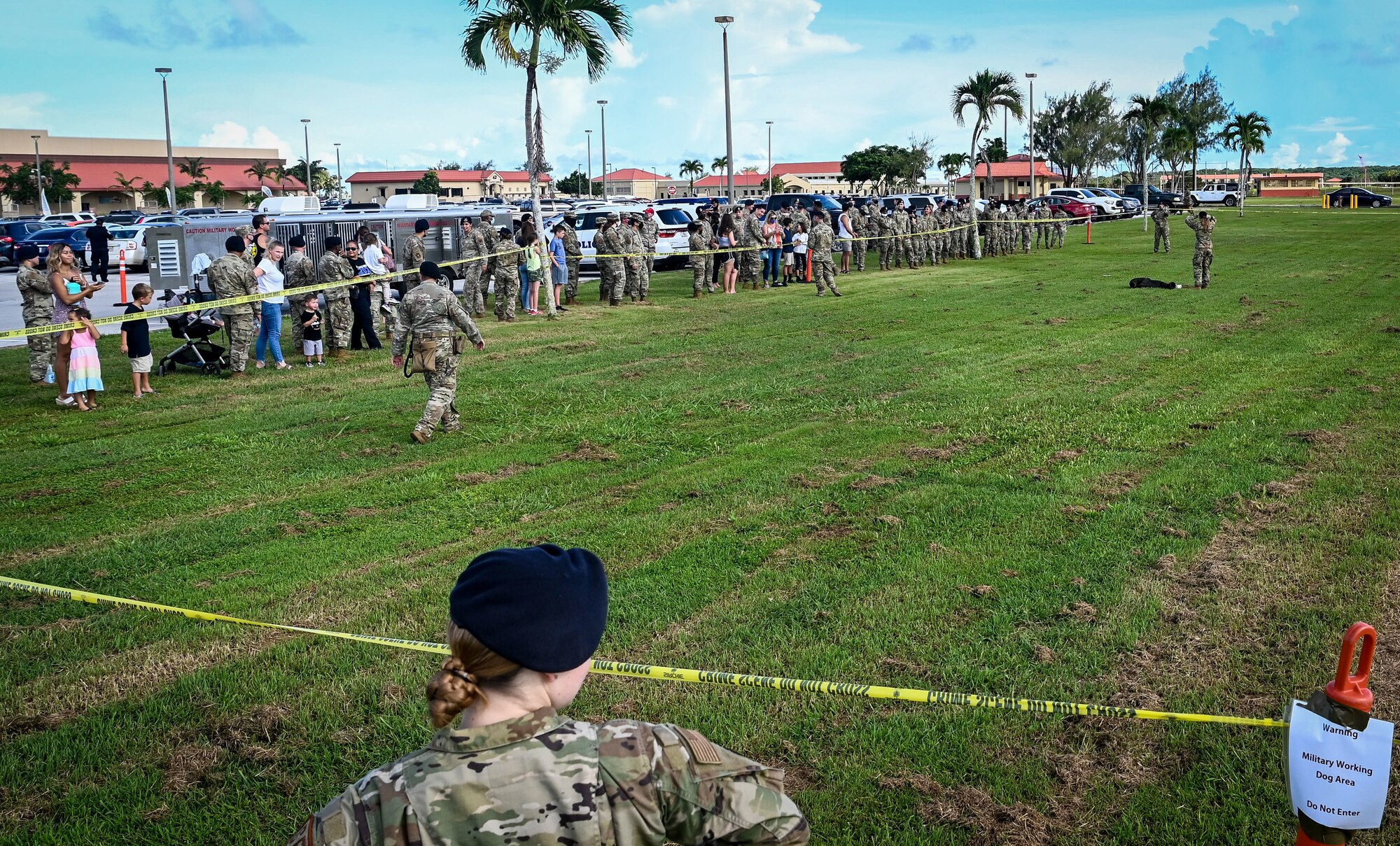 Members of the 36th Security Forces Squadron host a military working dog demonstration for Team Andersen at Andersen Air Force Base, Guam, Oct. 18, 2021.