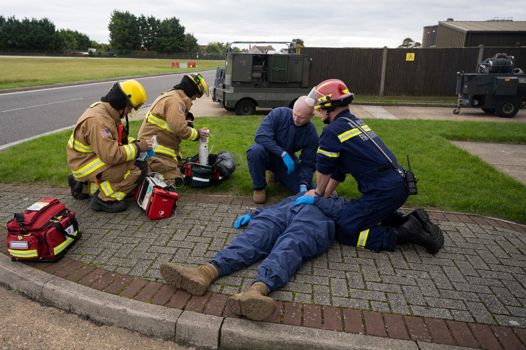 The 100th MXS practiced responding to an Airman losing consciousness inside of a fuel cell due to lack of oxygen while performing maintenance.