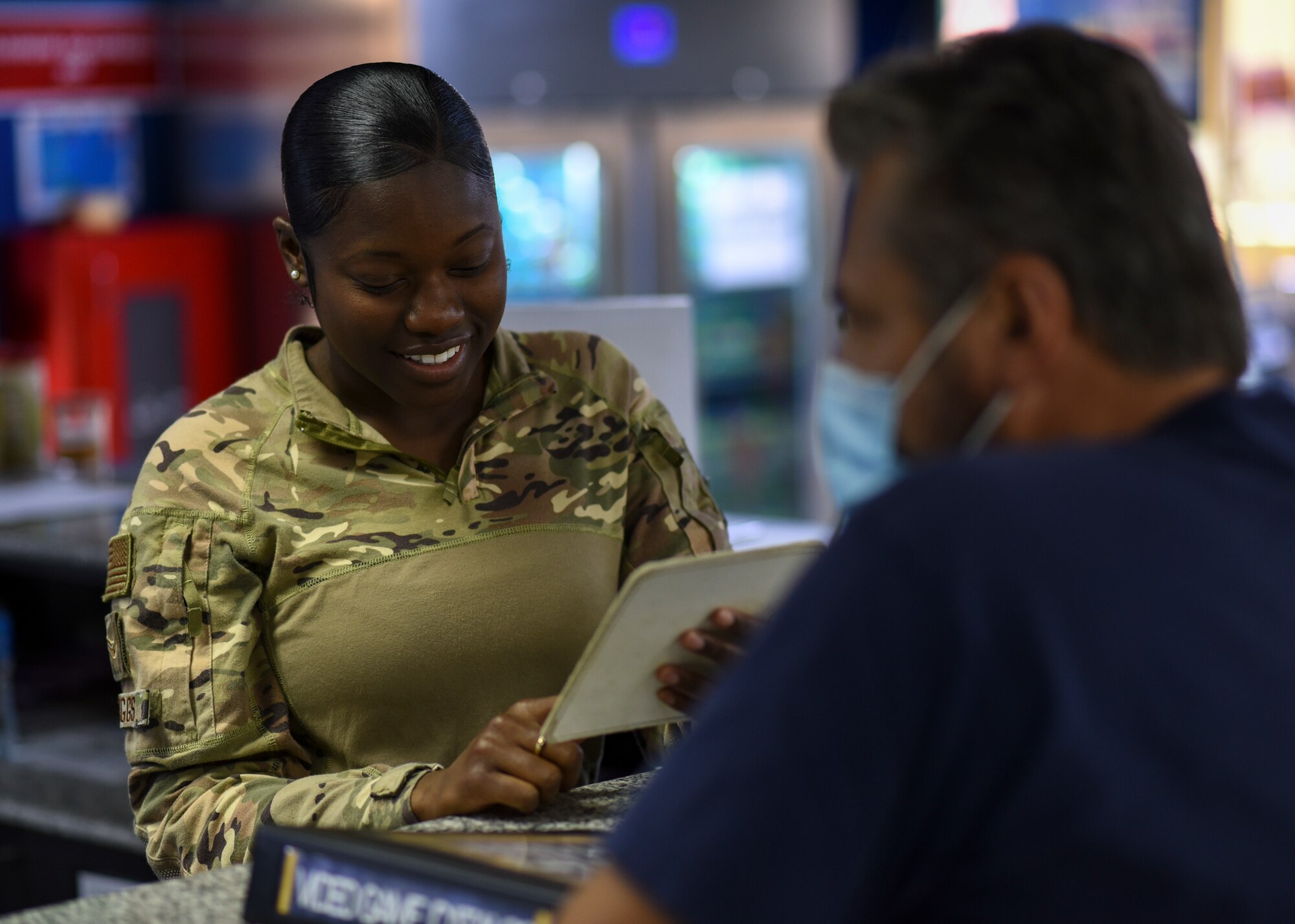 Airman 1st Class Jessica Briggs, 386th Expeditionary Force Support Squadron recreational apprentice, works at the drop zone on Ali Al Salem Air Base, Kuwait Oct. 14, 2021. Briggs is deployed from Eglin Air Force Base, FL. (U.S. Air Force photo by Staff Sgt. Ryan Brooks)