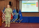 Air Force Brig. Gen. David Sanford holds town hall.