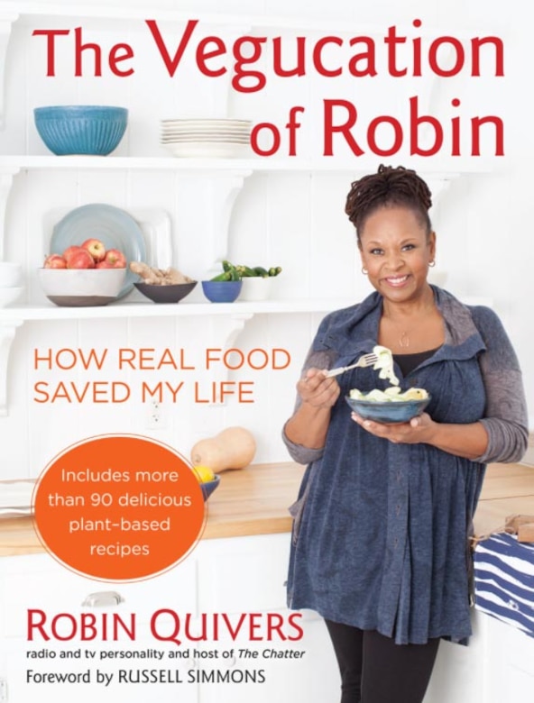 A photo shows a book entitled "The Vegucation of Robin."