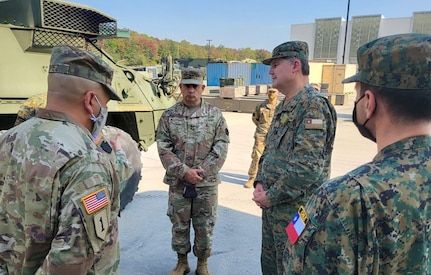 U.S. Army South security cooperation personnel accompany Gen. Ricardo Martínez Menanteau, commander-in-chief of the Chilean Army as he visits with the Pennsylvania National Guard Oct. 15 at Fort Indiantown Gap, Pa. to observe a static display of the Stryker Fighting Vehicle Interoperability allows our Soldiers and systems, and those of other countries, to operate in conjunction with each other, which is critical to bolstering an extended network of partnerships capable of decisively meeting shared challenges.