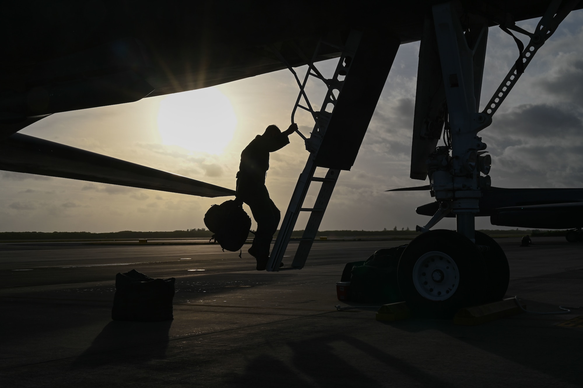 Photo of U.S. Air Force pilot exiting an aircraft