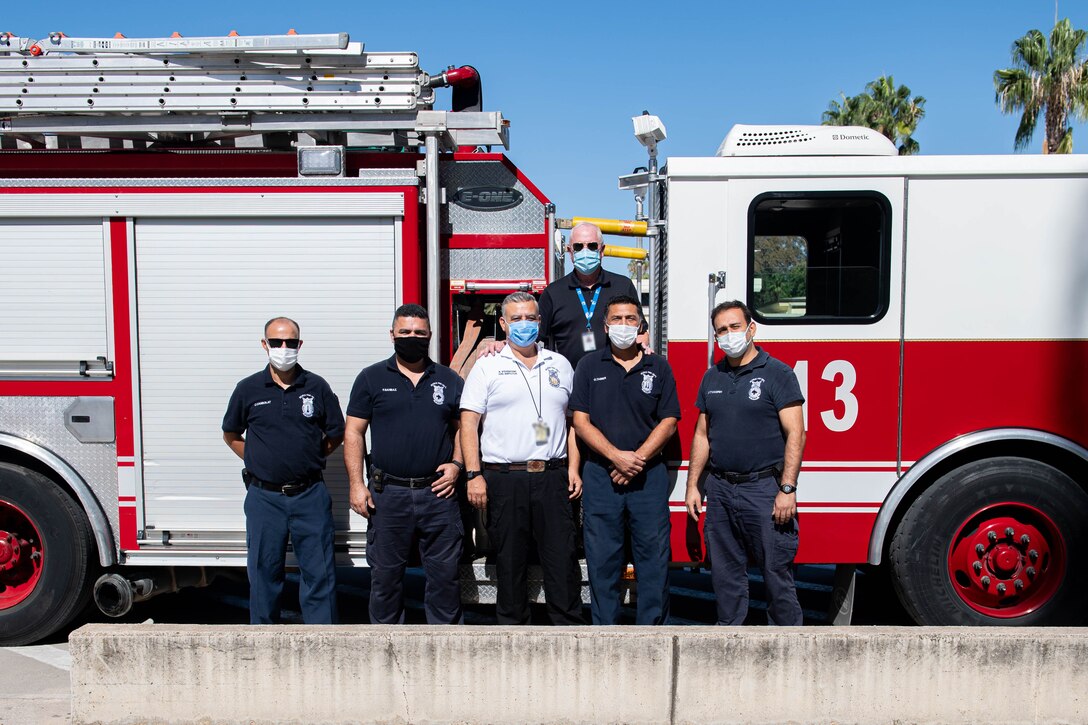 Group photo of the 39th Civil Engineer Squadron Fire Department during Fire Prevention Week