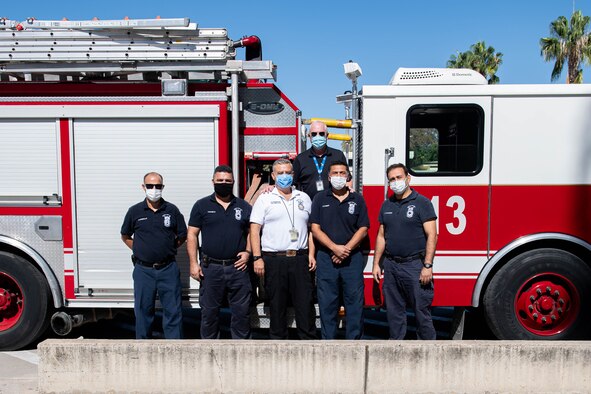 Group photo of the 39th Civil Engineer Squadron Fire Department during Fire Prevention Week