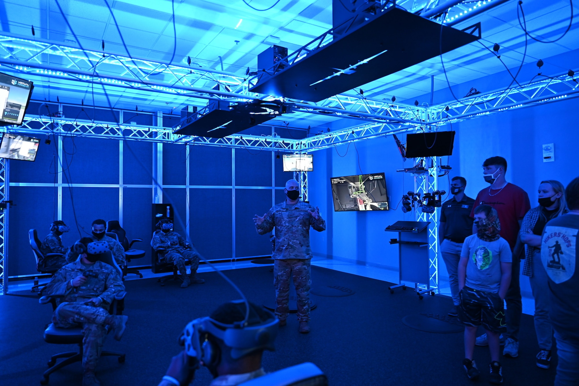 Students are given a briefing on virtual reality maintenance training