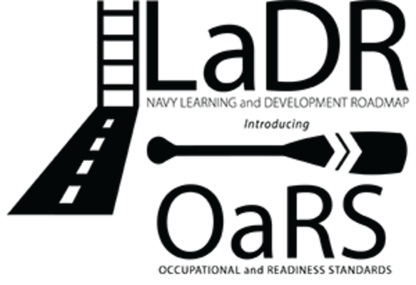 Learning and Development Roadmap (LaDR) introducing Occupational and Readiness Standards (OaRS) graphic.  OaRS are provided as a section within the E-1/E-2/E-3 LaDR.  OaRS outlines requisite knowledge and desired basic skills, and allows a candidate to demonstrate their ability to perform various rating-specific tasks. (U.S. Navy graphic)