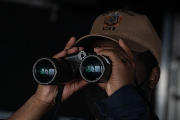 USS Jackson (LCS 6) Sailor Stands Watch