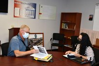Radiological Engineering Division Head Scott Cooney with Health Physicist Jeanette Walden during a shadow session.