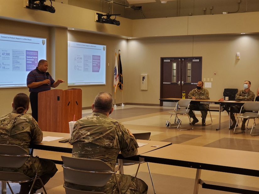 Mr. Kent McMillian, Sexual Harassment/Assault Response and Prevention (SHARP) Program Manager for the U.S. Army Civil Affairs and Psychological Operations Command (Airborne), conducted training classes at USACAPOC(A) headquarters, Fort Bragg, N.C., Sept. 25, 2021. Topics in this training included how to identify and support at risk sexual assault survivors who may feel “trapped” have suicidal ideations.