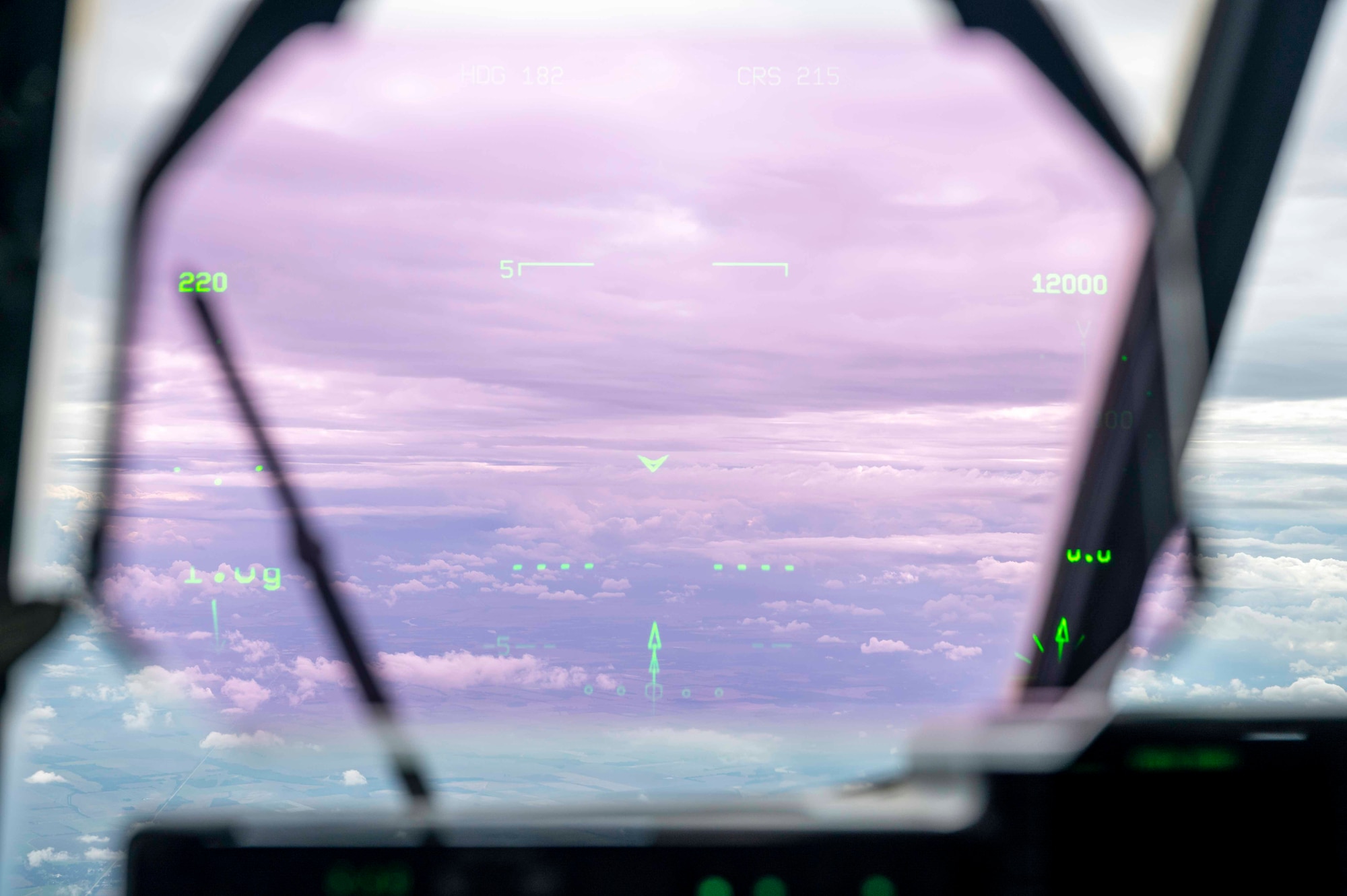 Pilots look through a heads-up display