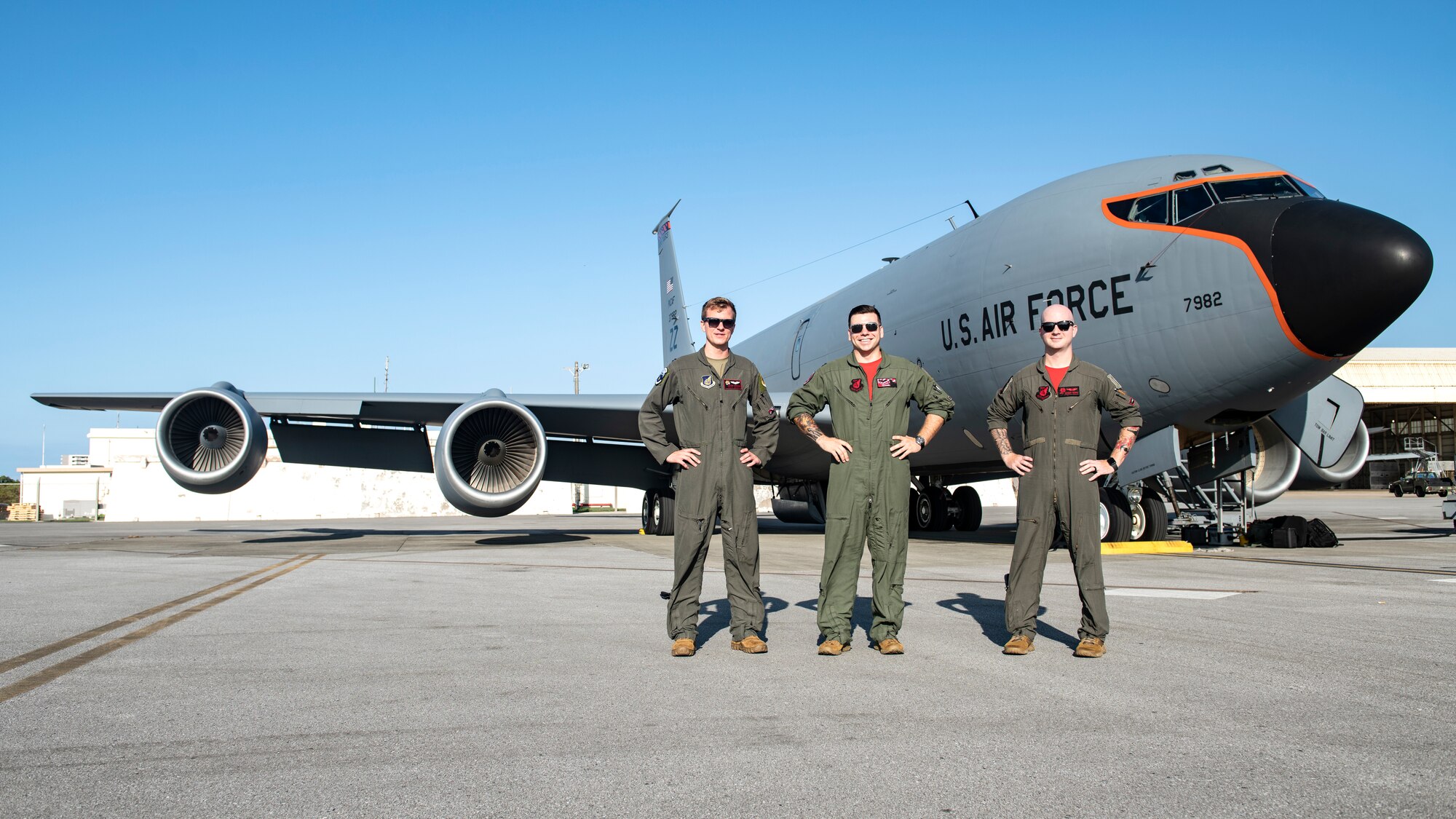 U.S. Air Force Capt. Kemper Peterson, left, 909th Air Refueling Squadron instructor pilot