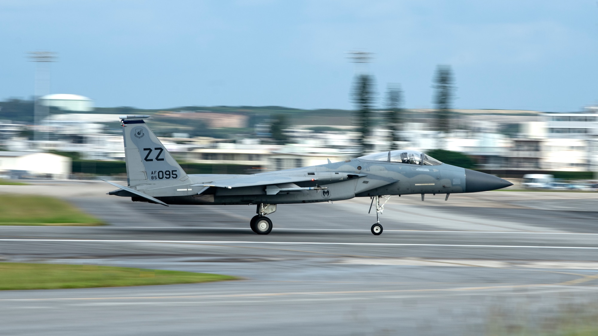 A U.S. Air Force F-15C Eagle assigned to the 44th Fighter Squadron takes off during a super surge exercise at Kadena Air Base, Japan, Oct. 19, 2021. Surge operations are designed to simulate a fast-paced, deployed combat environment to ensure aircrew and support personnel are always ready to execute missions in defense of the U.S. and its allies. (U.S. Air Force photo by Senior Airman Jessi Monte)