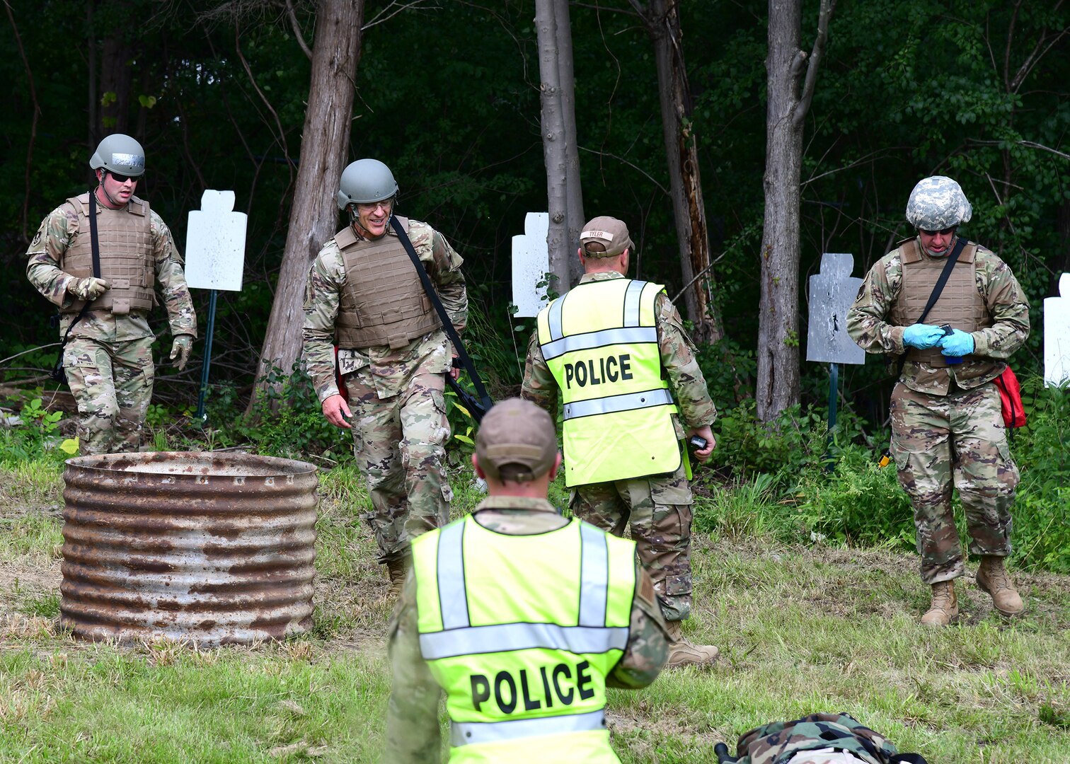Members of the 105th Airlift Wing, New York Air National Guard, participate in a Wing Readiness Course at Stewart Air National Guard Base, N.Y., Sept. 11, 2021.