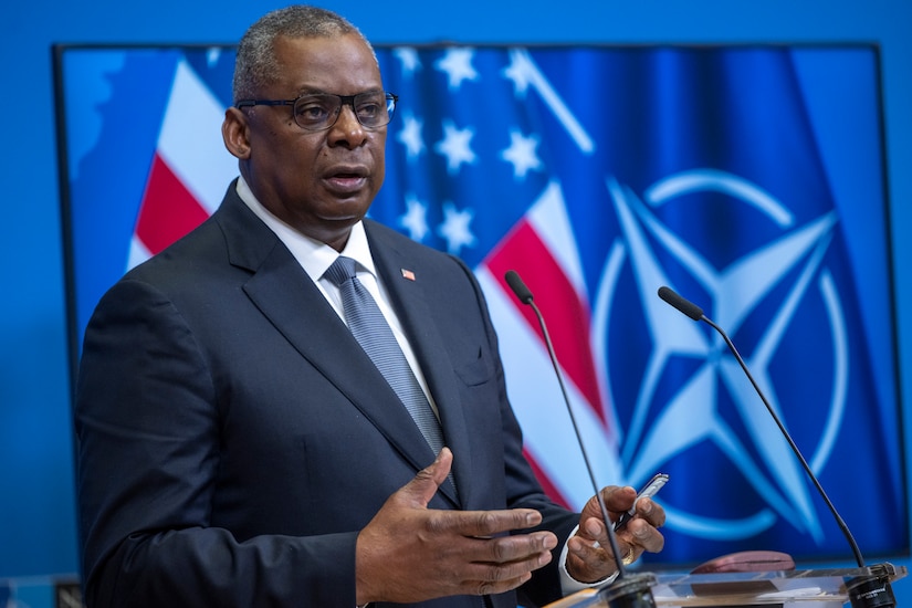 Secretary of Defense Lloyd J. Austin III holds a news conference.