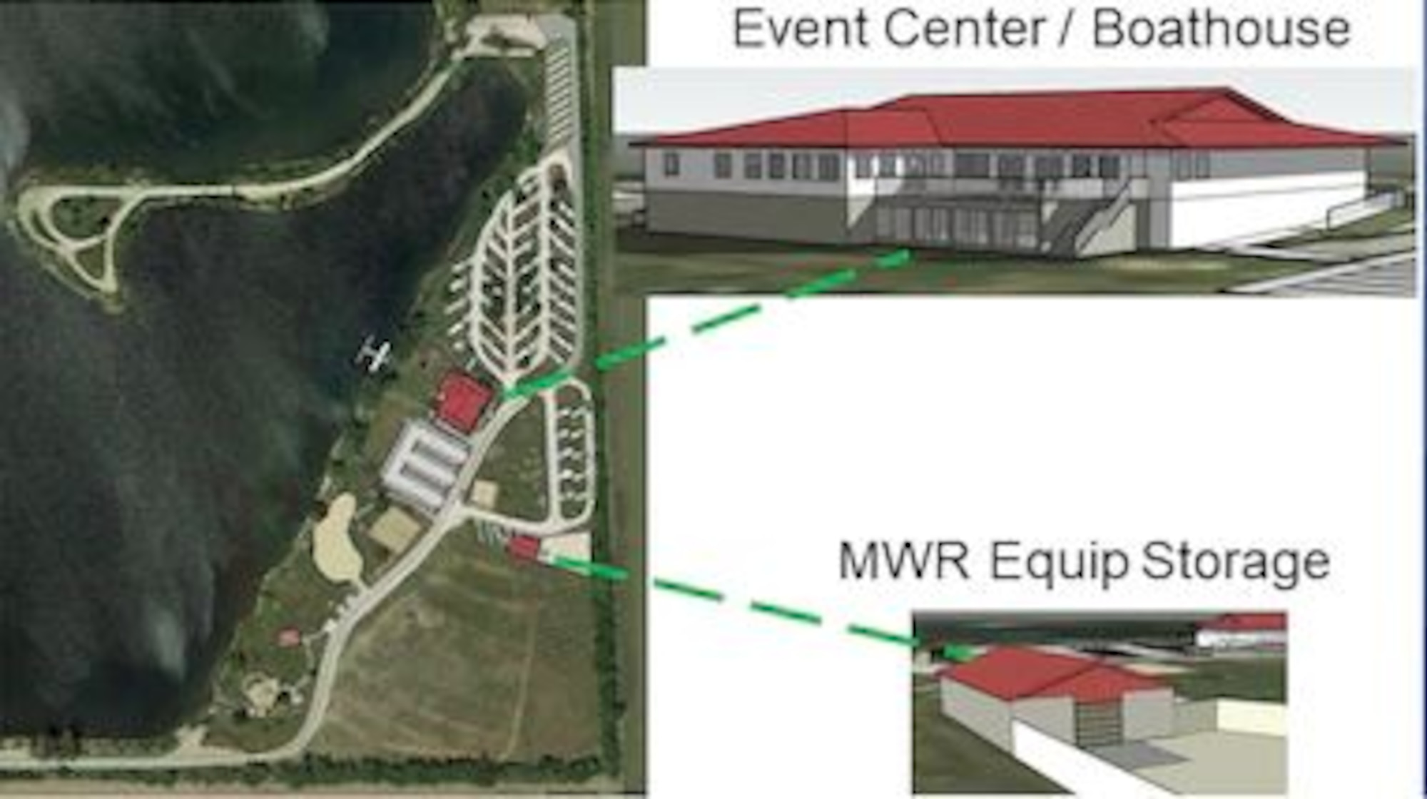 artist rendering of new event center and maintenance and storage facility