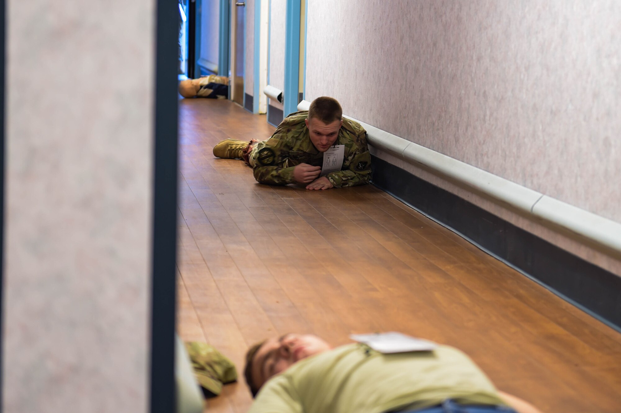 A photo of Airman crawling.