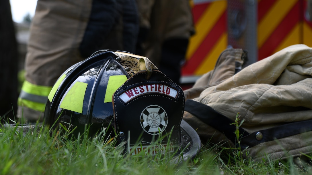 Airmen from the 104th Fighter Wing Fire Department train with the Westfield Fire Department July 23, 2020, in Westfield, Massachusetts.