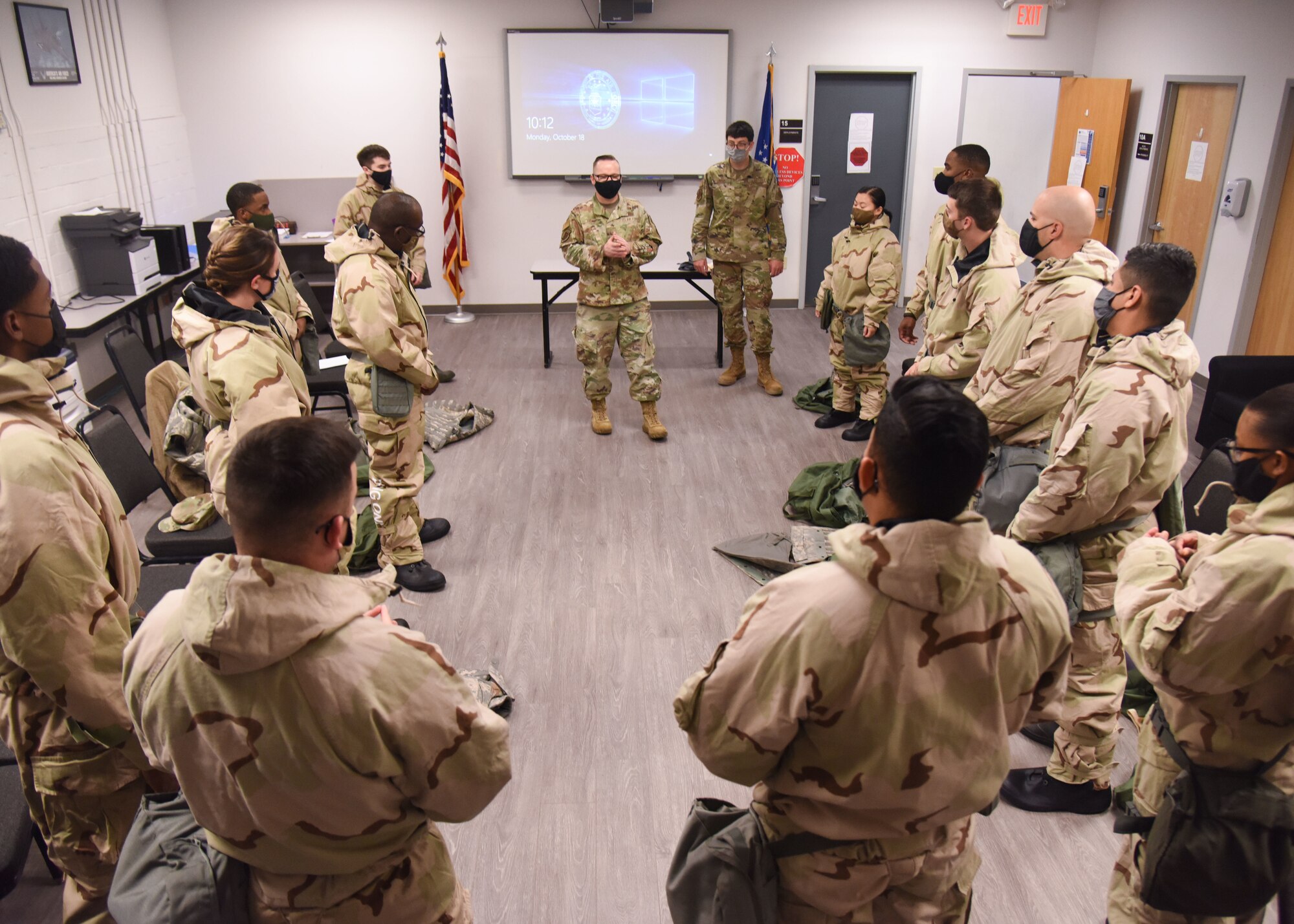 Goodfellow members undergo chemical, biological, radiological and nuclear hazard training during an Expeditionary Readiness Training on Goodfellow Air Force Base.