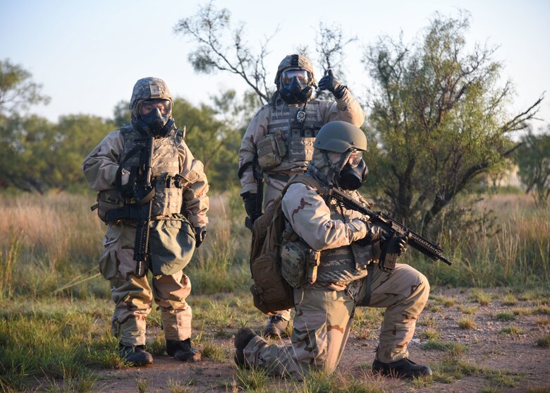 Goodfellow members implement chemical, biological, radiological and nuclear hazard detection during an Expeditionary Readiness Training on Goodfellow Air Force Base.
