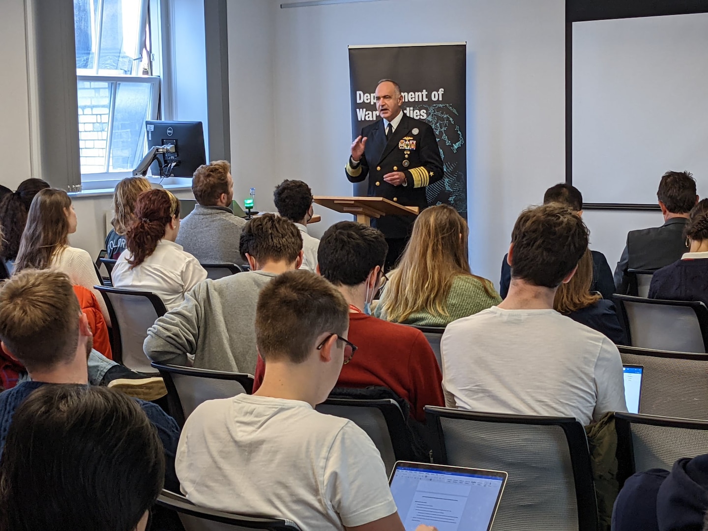 Adm. Richard met with students at King's College in London on Oct. 19, 2021. (Courtesy Photo)