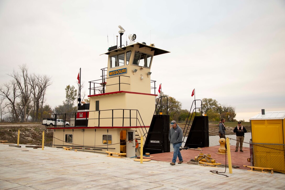 U.S. Army Corps of Engineers Commanders from the Northwestern Division, Kansas City District, Omaha District, Portland District, Seattle District, and Walla Walla District tour the Missouri River on a barge, Omaha, Neb., October 20, 2021.