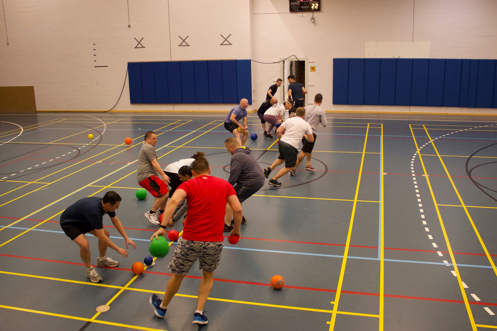 Airmen and Guardians play dodgeball