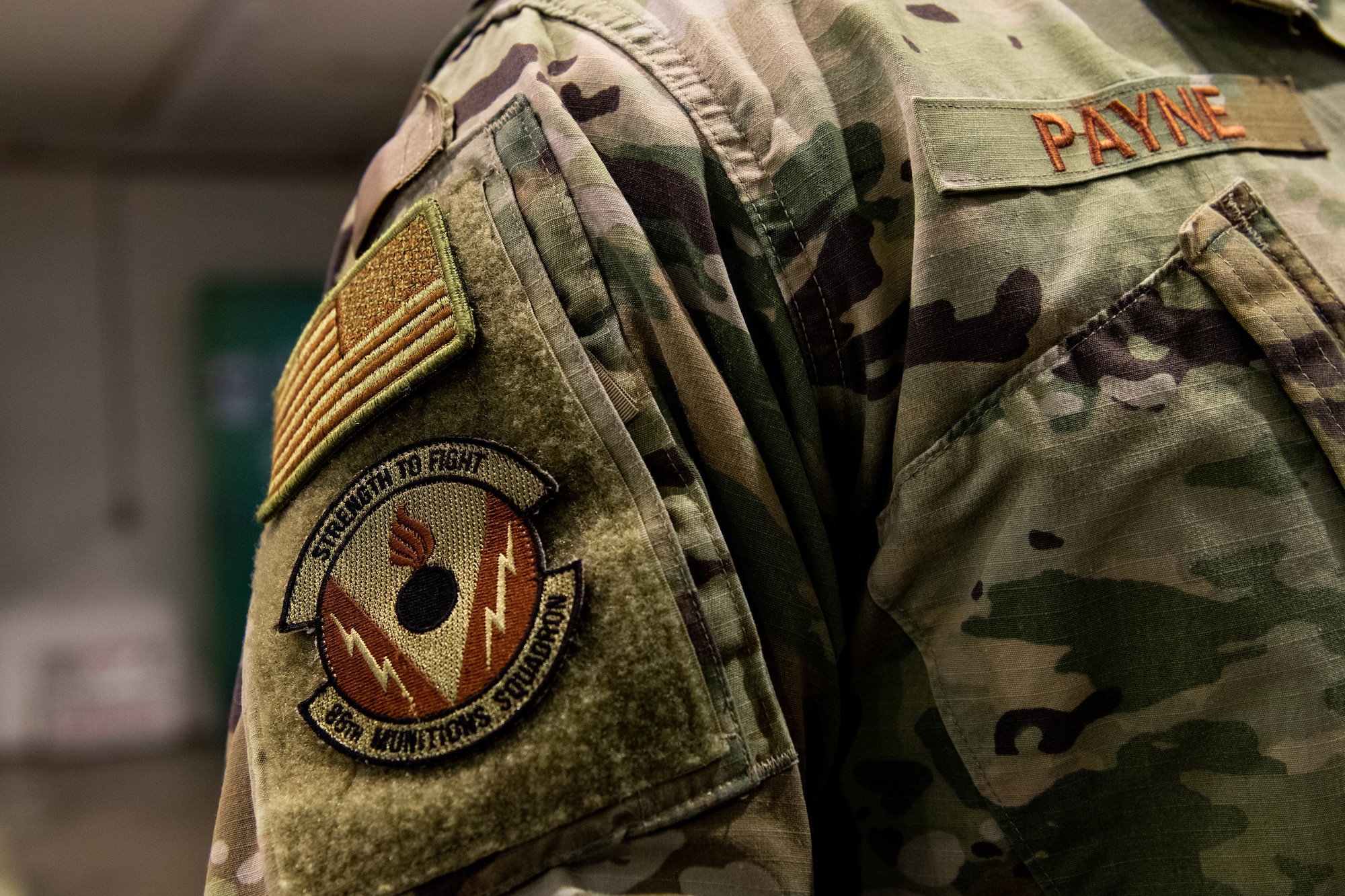 A patch for the 86th Munitions Squadron is on display