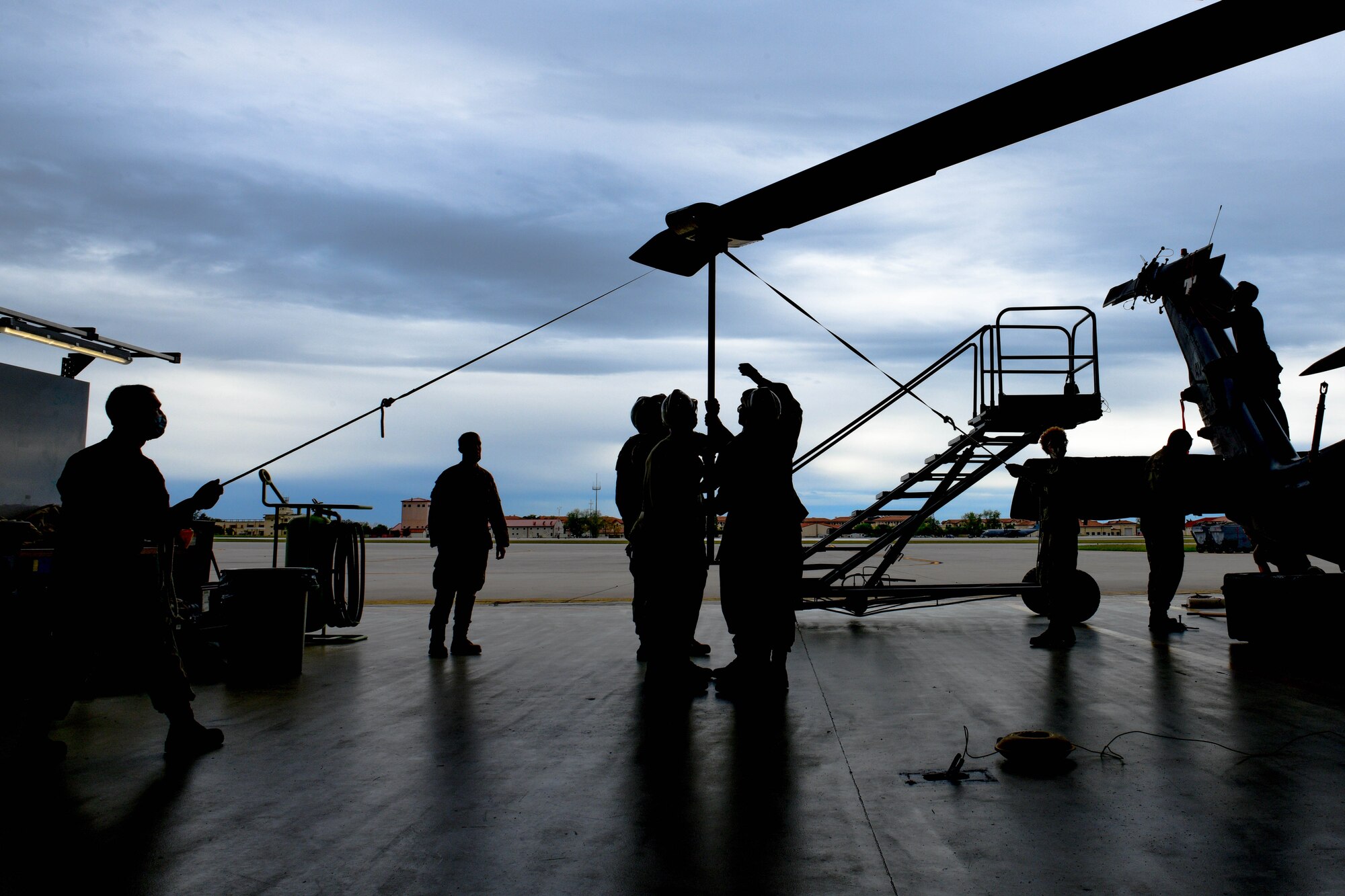 U.S. Air Force Airmen assigned to the 56th Helicopter Aircraft Maintenance Unit compete in the 3rd quarter Rapid Aircraft Generation and Employment (RAGE) event at Aviano Air Base, Italy, Oct. 7, 2021. The 31st Fighter Wing hosts the 56th Rescue Squadron providing a rapidly-deployable, worldwide combat rescue and reaction force response utilizing HH-60G Pave Hawk helicopters. (U.S. Air Force photo by Senior Airman Brooke Moeder)