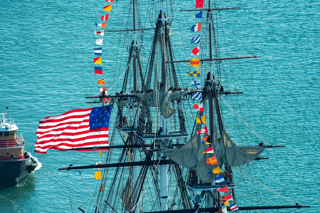 USS Constitution is underway during Chief Petty Officer Heritage Weeks.