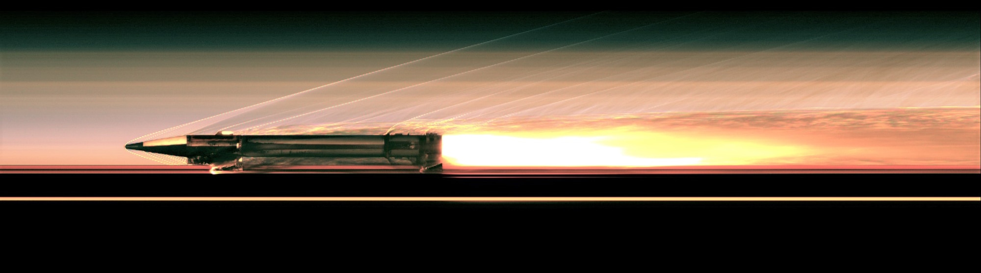 A hypersonic sled travels 5,300-feet per second on a monorail and is recovered as part of the Hypersonic Sled Recovery effort at the Arnold Engineering Development Complex High Speed Test Track at Holloman Air Force Base, New Mexico. Since July 2021, two tests have been conducted as part of a capability development effort to prepare for the increased need for hypersonic test and evaluation in support of the National Defense Strategy. (U.S. Air Force photo)