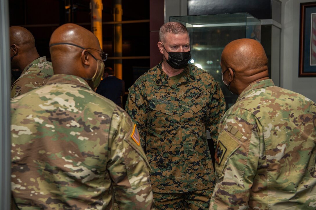 U.S. military senior enlisted leaders meet at U.S. Space Command headquarters.