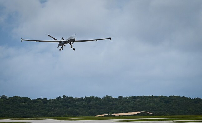 An MQ- Reaper takes off from Andersen Air Force Base, Guam, Oct. 5, 2021.