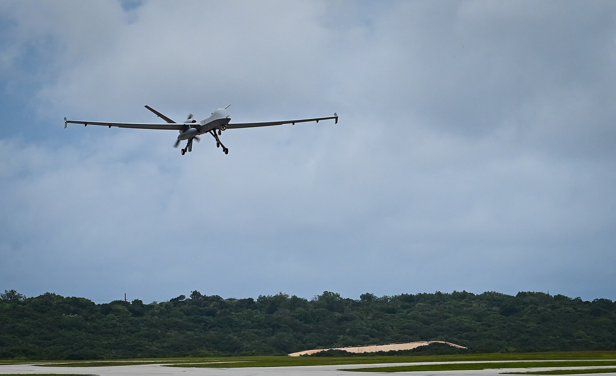 An MQ- Reaper takes off from Andersen Air Force Base, Guam, Oct. 5, 2021.