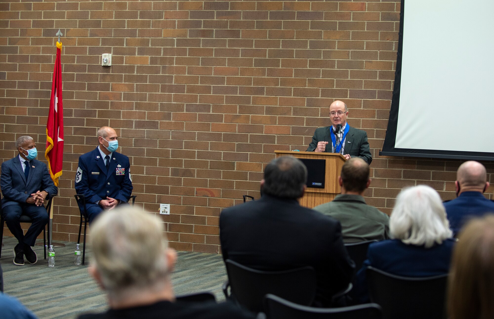 U.S. Air Force Lt. Col. (ret.) Wayne Gatlin, Jr. expects his fathers, Maj. Gen. (ret.) Wayne Gatlin’s nomination for the Minnesota Air National Guard’s, Flight of Honor, in St. Paul, Minn., Oct. 17, 2021.