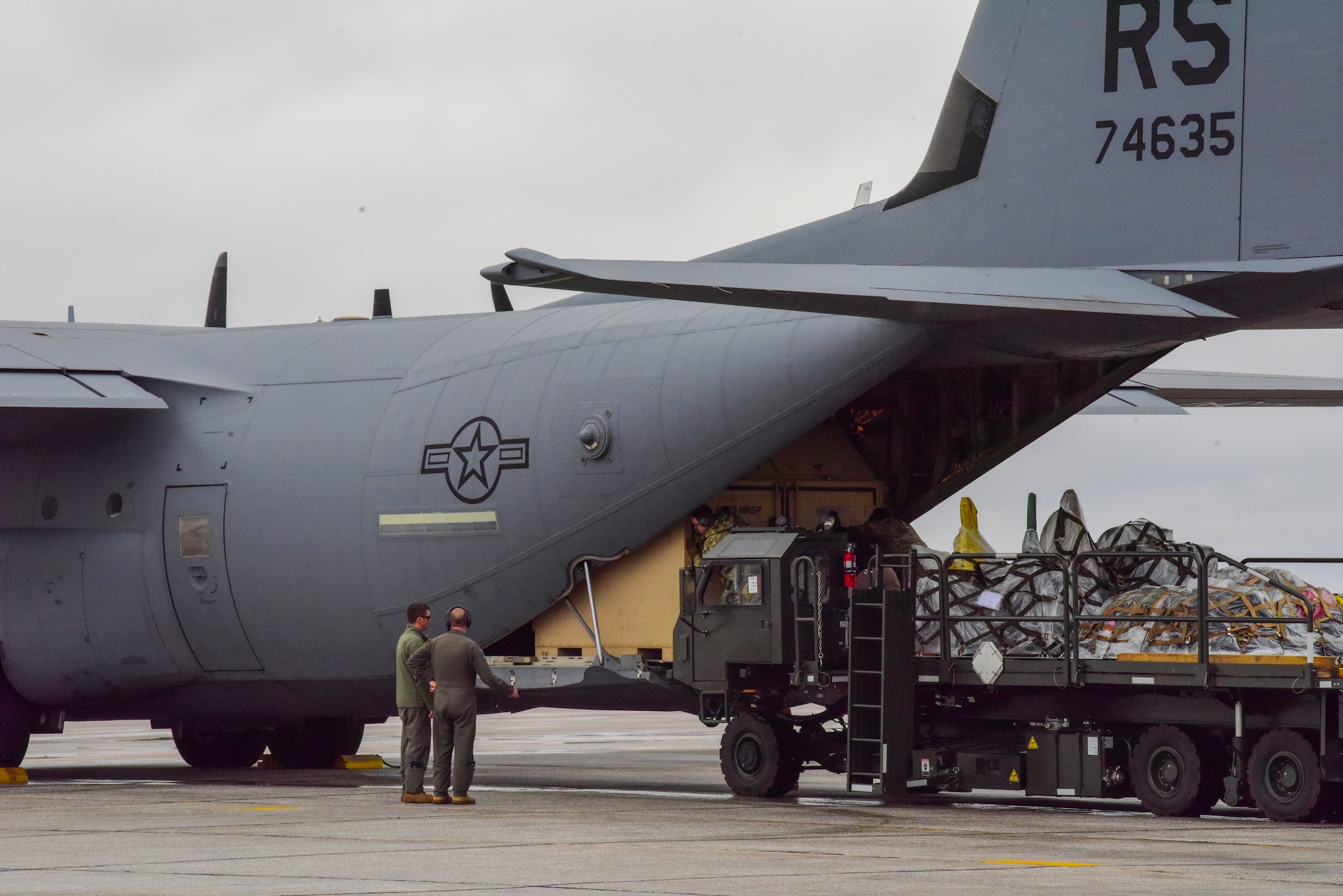 U.S. Airmen load cargo onto a C-130J Super Hercules assigned to the 37th Airlift Squadron, Ramstein Air Base, Germany, during operation Castle Forge at Larissa Air Base, Greece, Oct. 15, 2021. Castle Forge is a U.S. Air Forces Europe-Air Forces Africa-led joint, multinational operation. It provides a dynamic, partnership-focused training environment that raises the U.S. commitment to collective defense in the Black Sea region while enhancing interoperability alongside NATO allies.