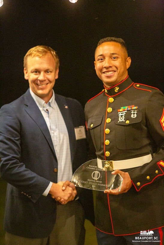 Sgt. Diego Marmolejo Receiving the Sentinel Award