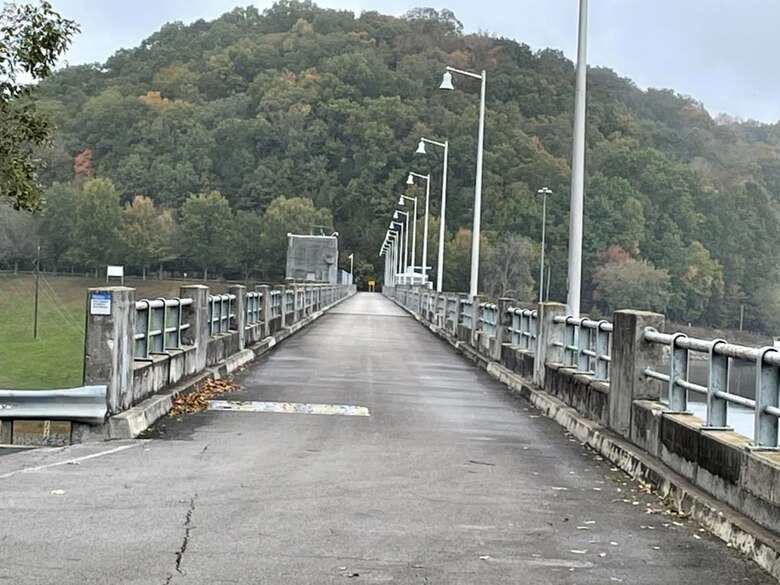 The U.S. Army Corps of Engineers Nashville District announces Dale Hollow Dam Road is closing to all traffic across the dam 8 a.m. Monday Nov. 1, 2021 for scheduled maintenance.  Officials estimate repairs to last about one month. (USACE photo by Brian Parry)