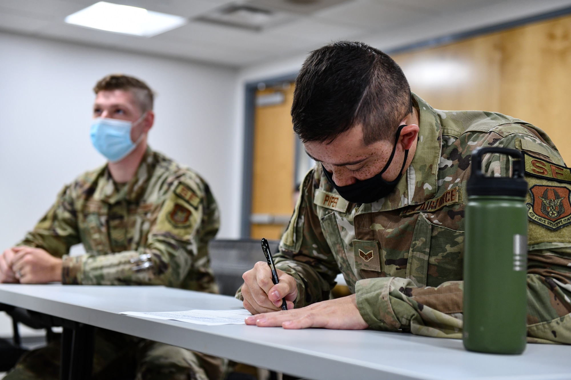 Security Forces Airmen must complete Taser training, which includes enduring a Taser shock, before they are qualified to carry one on duty.