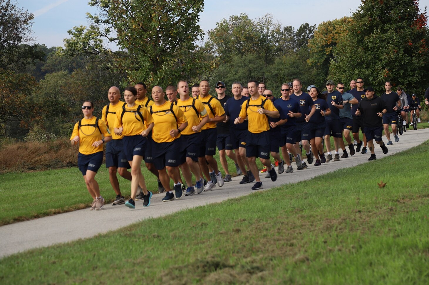 Fourteen chief petty officer selects assigned to Navy Operational Support Center Fort Dix, Fleet Readiness Center Reserve Mid-West, Detachment McGuire, and Fleet Logistics Support Squadron 64 joined their active duty CPO Selectee classmates from Joint-Base McGuire Dix Lakehurst (JBMDL) for a naval history and heritage run held at Valley Forge National Historic Park Oct. 16.