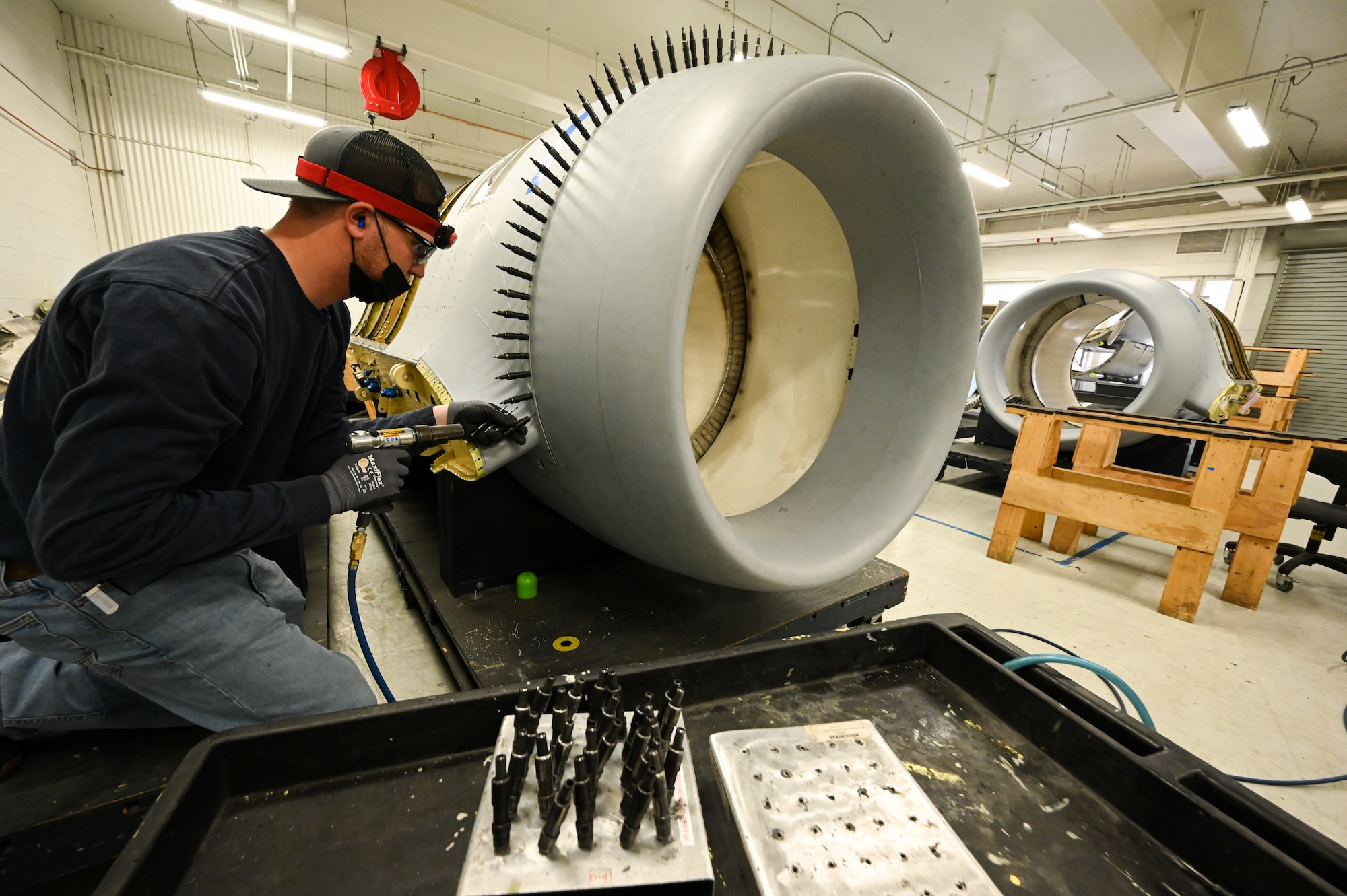 Josh Avery, 571st Aircraft Maintenance Squadron, works on an engine nacelled for A-10 Thunderbolt II, tail number 80-0264, at Hill Air Force Base, Utah, Sept. 28, 2021.