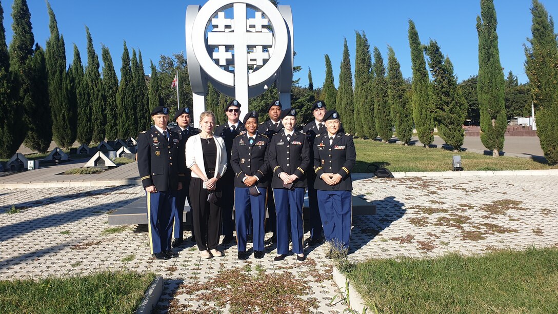 Group photo in Mukhatgverdi Military Cemetery in Tbilisi